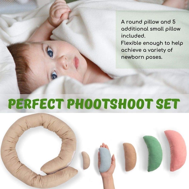 Sunmig Newborn Photography Props, Ultra-Soft Cotton Baby Donut Posing Pillows, Professional Photo Studio Posing Props Set, 6 Pieces, Multicolor - Image 4